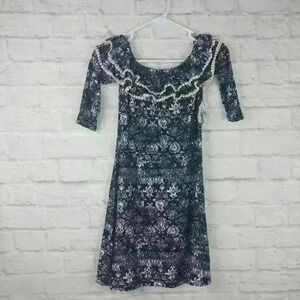 Girl floral black white dress Sz 10/12